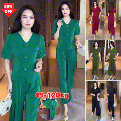 🌸【Kupite enega, enega dobite brezplačno】【Majica + široke hlače】Modni komplet iz ledene svile