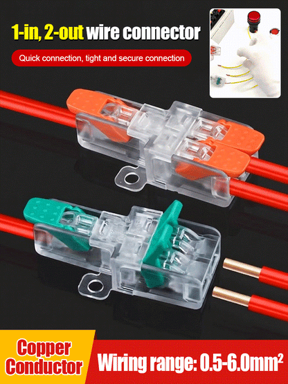 🩷 Terminales de conexión rápida tipo Y y H, compatibles con conductores flexibles y rígidos.