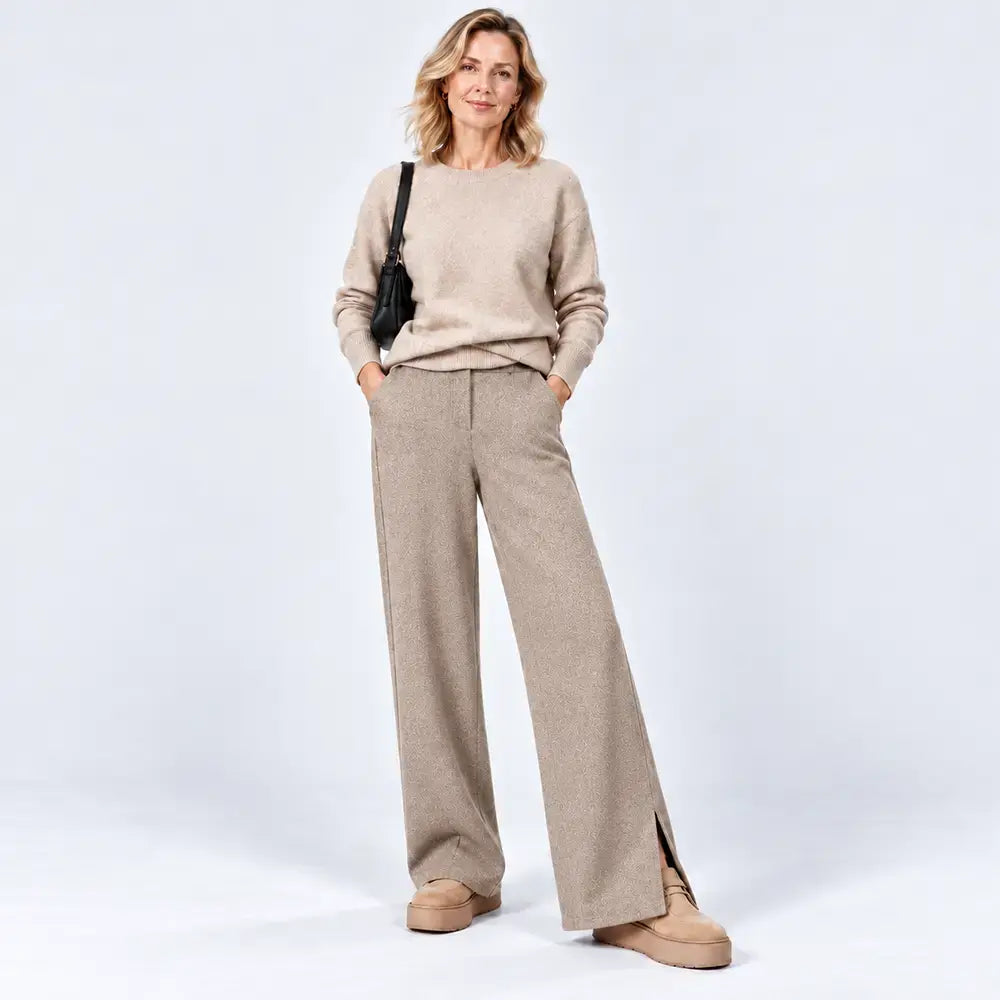 👖【S-3XL】Női bő szárú nadrág őszi/téli viseletre - Meleg gyapjú anyag, egyenes szárú, bő szabású