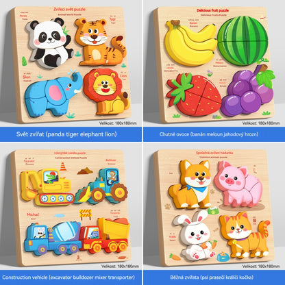 🔥😍 Časově omezená speciální nabídka 【1 sada 4 stylů】👧🏻🧩Dřevěné Montessori 3D puzzle pro předškolní vzdělávání