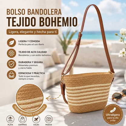 🌿 Bolso Bandolera de Rafia Artesanal con Gran Capacidad | Elegante, Cómodo y Perfecto para Verano