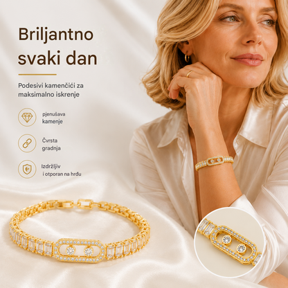 ✨ 50 % popust! 🔷 Ženska zlata zapestnica s cirkoni 💫