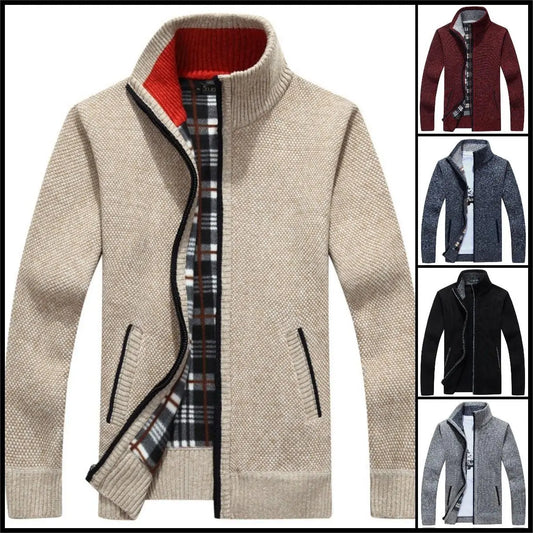 【M~3XL】🧥 Férfi vastag kötött kardigán cipzárral – meleg, laza fazon, nagy méretben