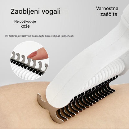 🐶【Kupite 1, dobite 1 gratis】-2 kosa--🧹Dvostranska samočistilna krtača za hišne ljubljenčke: Odstranjuje odmrlo dlako in zmanjšuje izpadanje dlake pri psih in mačkah