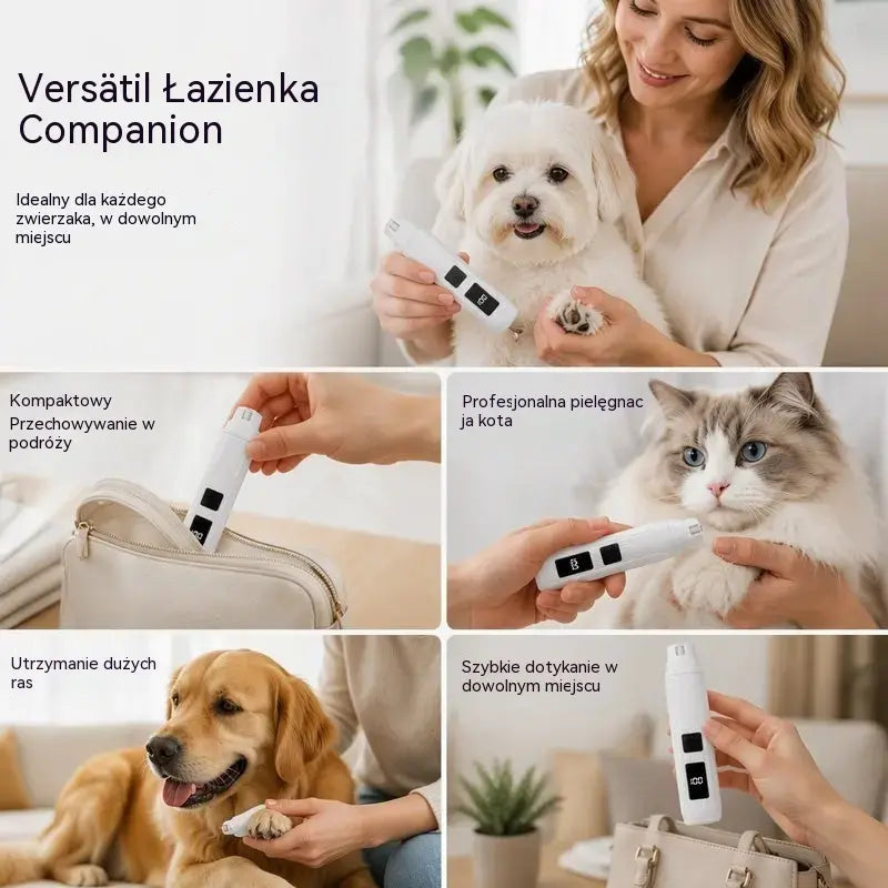 🔥【Kup 1, a 1 dostaniesz gratis】🐱🐶 Elektryczny pilnik do pazurów zwierząt z diodą LED wskazującą poziom naładowania