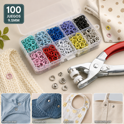 ✨✨【100 pares de botones + alicates】Nuevo kit de instalación de botones sin costuras multifuncional