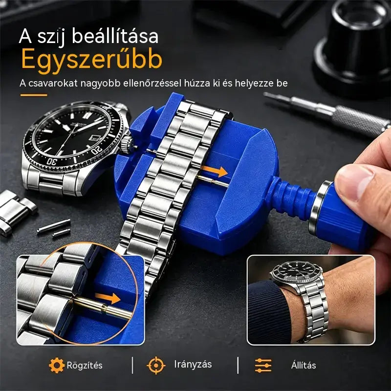 🎉 Különleges ajánlat 2026-ra 🔧 Professzionális órajavító készlet – Új szíj, új elem, ugyanaz az óra – Javítsd meg saját kezűleg, percek alatt ⌚