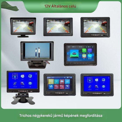 🔥Nagyfelbontású univerzális tolatókamera autókhoz, 4,3/7 hüvelykes 12 V-os nagyfelbontású univerzális tolatókamera.