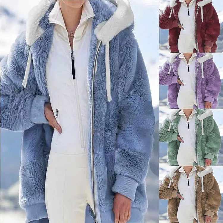 ☃️Limitovaná sleva 39%❄️【S-5XL】Dámská bunda 2026 s kontrastními pruhy z hustého plyše