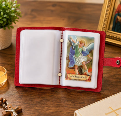 ✝️Valódi bőr szentkártyatartó – Zsebstílusú imakártya-rendező patentkapoccsal 🎁