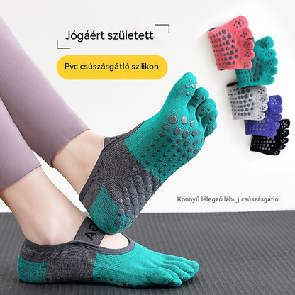 🦶【5 pár】🧘Pilates professzionális csúszásgátló ötujjú zokni: Lélegző fitnesz zokni minden évszakra, alkalmas padlóra és jógára🧦